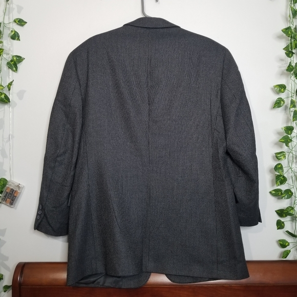 Jos A. Bank Tweed Sport Coat 43R Corporate Cashmere Wool 3 Button Gray Navy - Picture 13 of 13